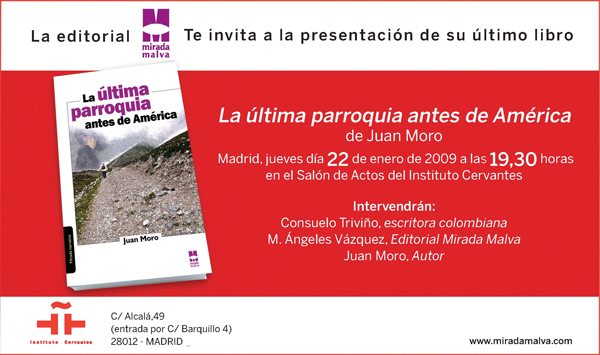 Invitaci�n a la presentaci�n de La �ltima parroquia antes de Am�rica
